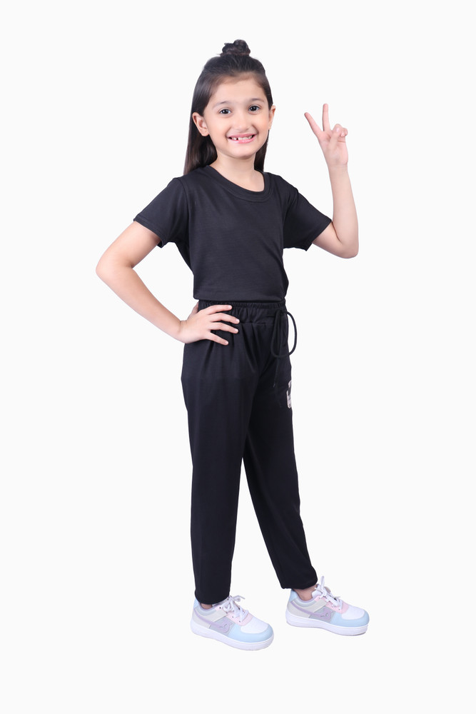 Black track pants for kid girl 2025