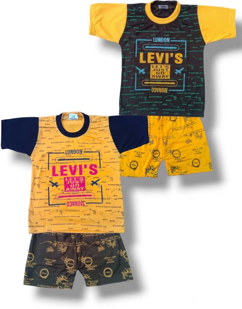 Buy Mars Infiniti Yellow Color T shirt and track pant set for kids