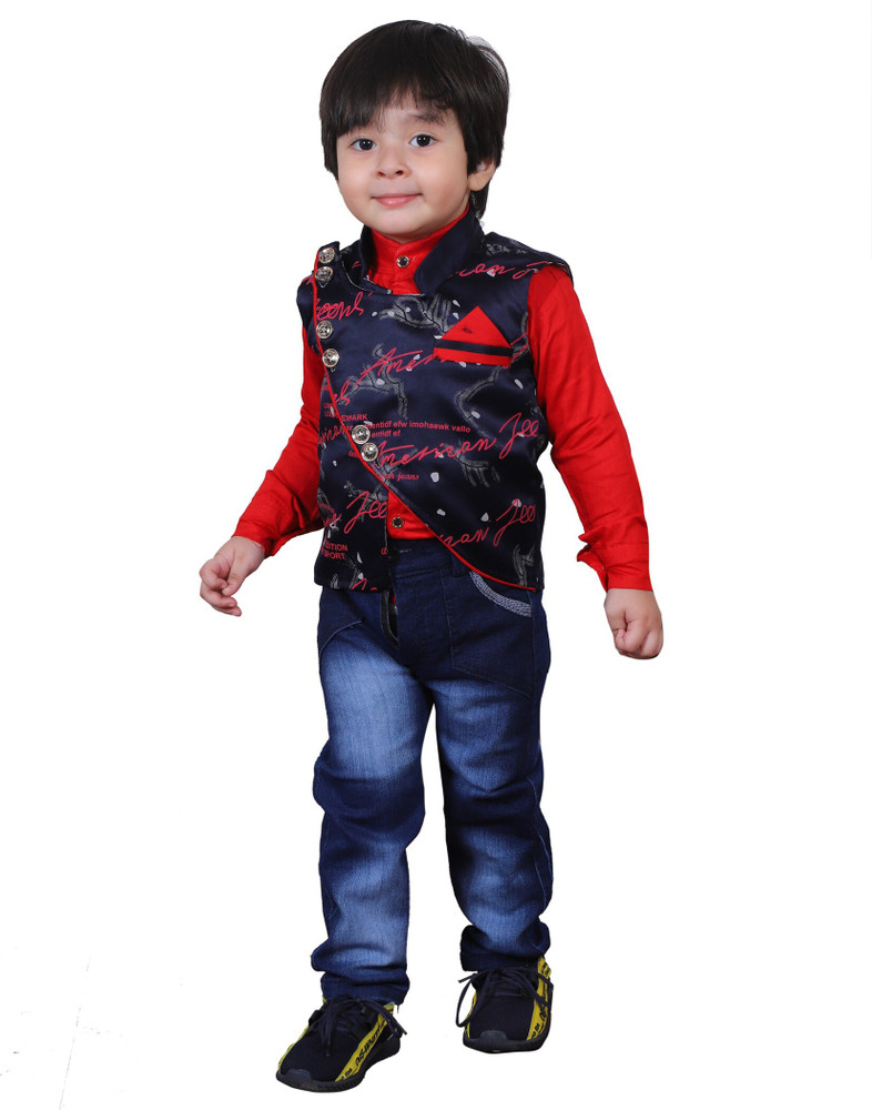 Bold Born Boys Party Festive Waistcoat Jeans Shirt Price in India Buy Bold Born Boys Party Festive Waistcoat Jeans Shirt online at Flipkart