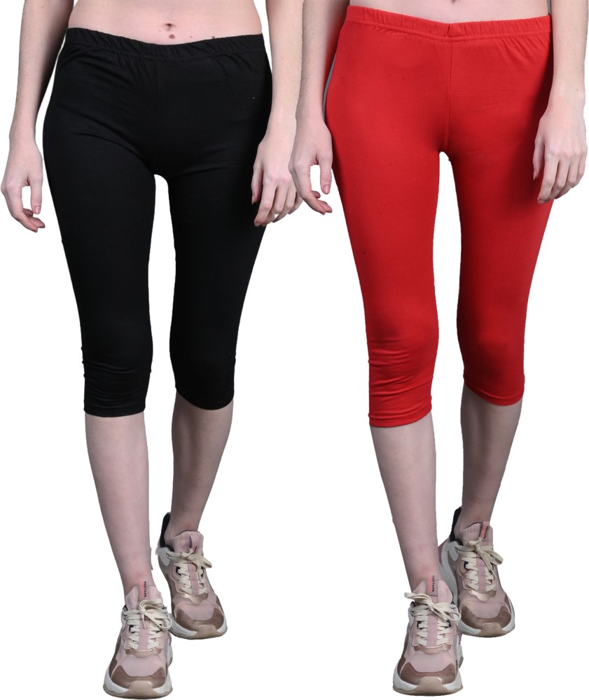 Buy online Pack Of 2 Solid Leggings Capri from Capris & Leggings