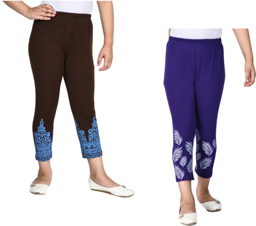 IndiWeaves? Girls Cotton Printed Regular Fit Capri 3/4th Pants (Pack of 5)