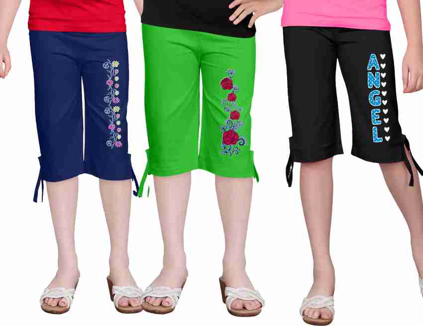 KSKOARA Capri For Girls Casual Self Design Pure Cotton Price in