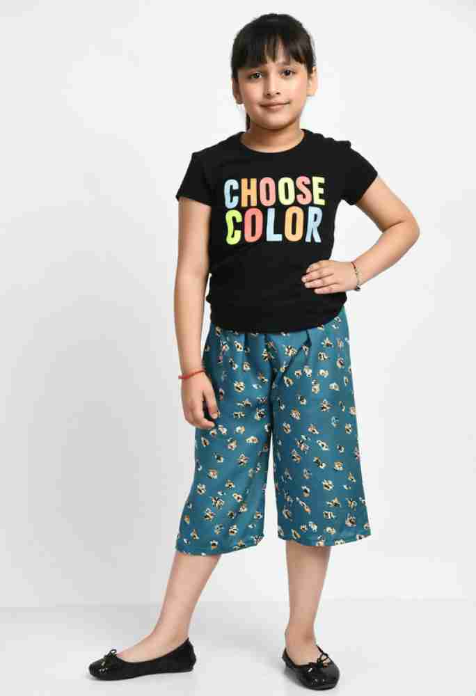 IndiWeaves Capri For Girls Casual Printed, Striped Crepe Price in