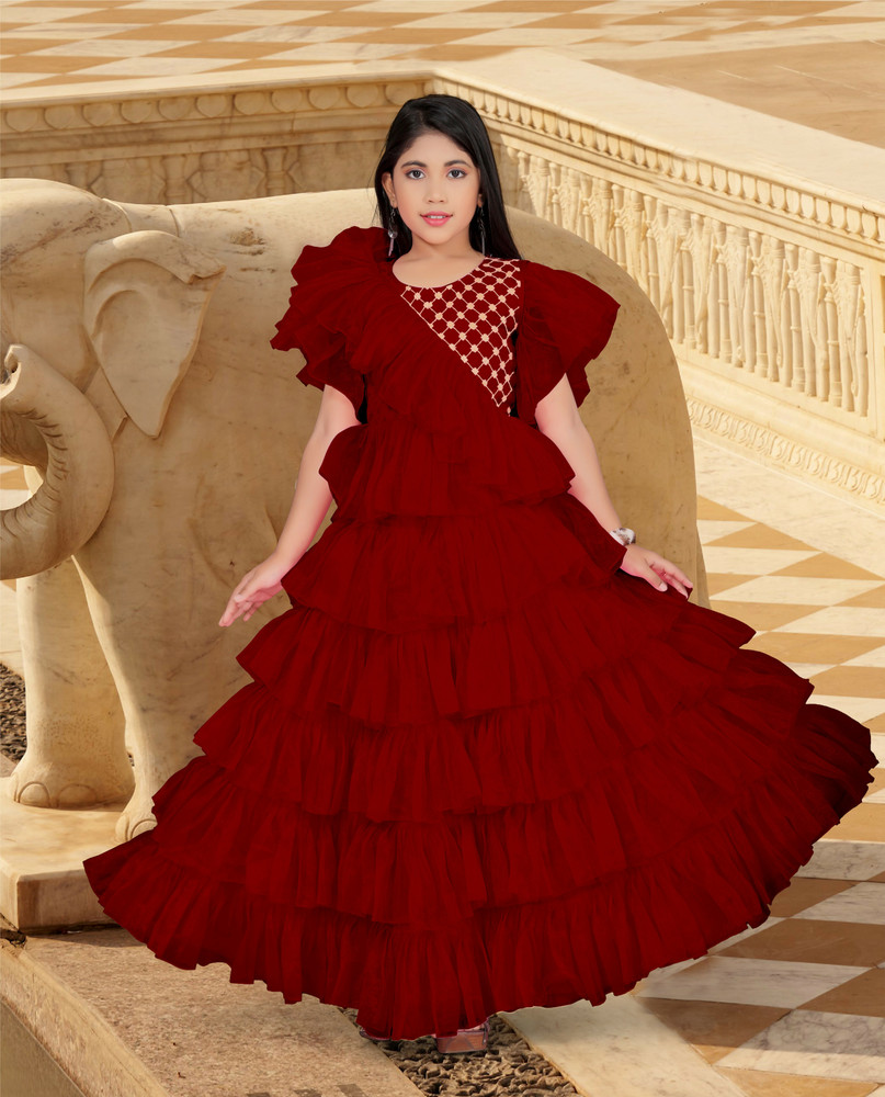 Red colour gown for girls shop