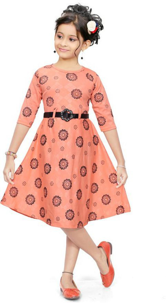 Sagun Dresses Indi Girls Midi Knee Length Casual Dress Price in