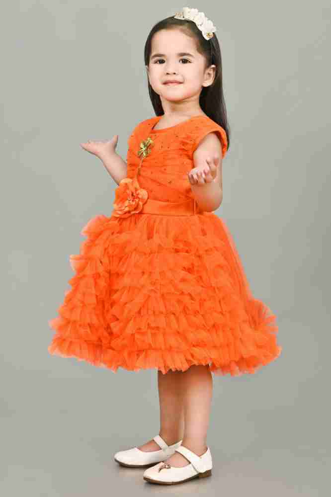 Orange frock clearance for baby girl