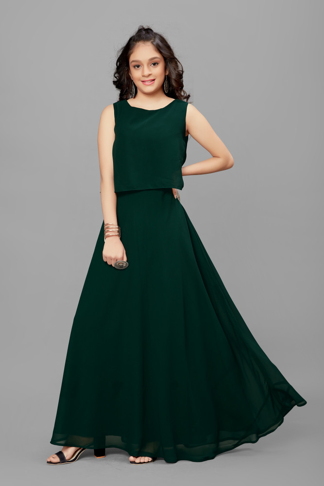 Green colour one piece dress hotsell