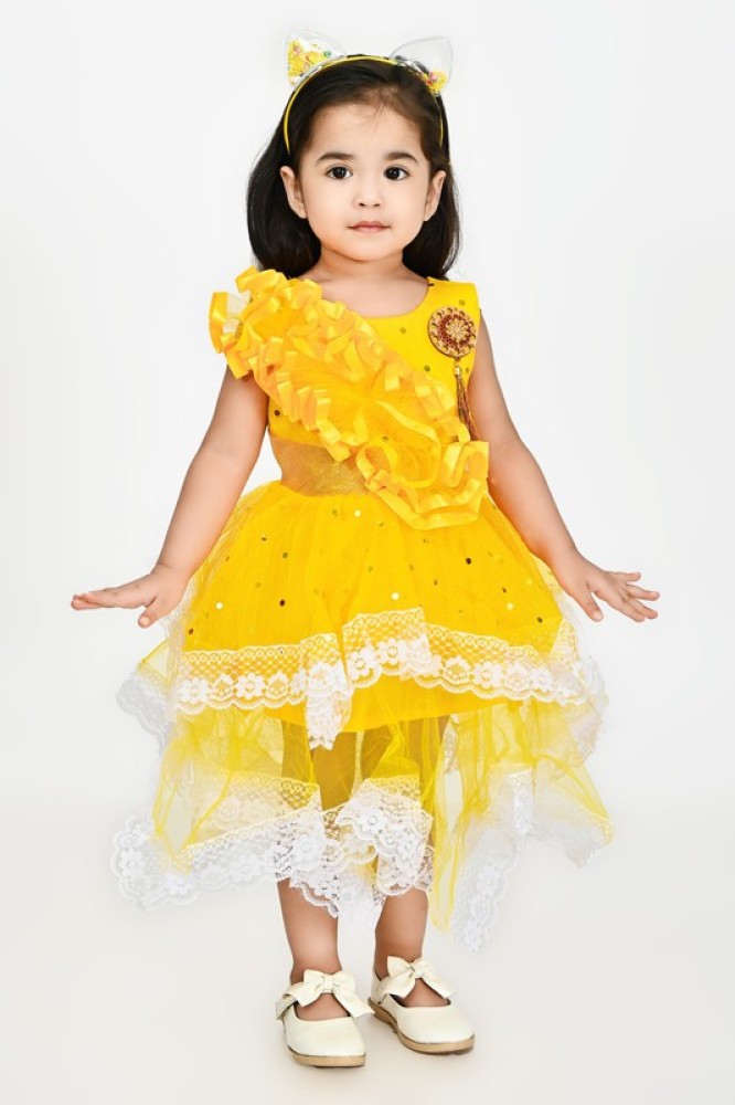 Yellow frock design on sale for baby girl