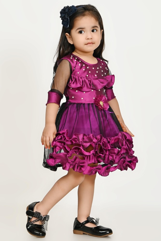 Buy FAYON KIDS Peach Tiered Ruffle Dress For Girls Online  Aza Fashions