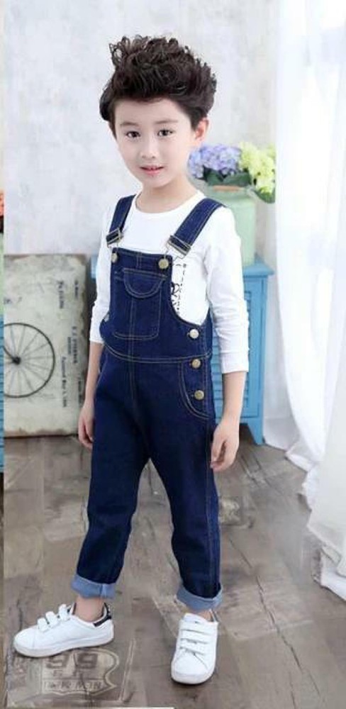 Mysha clothing Dungaree For Boys Casual Solid Denim