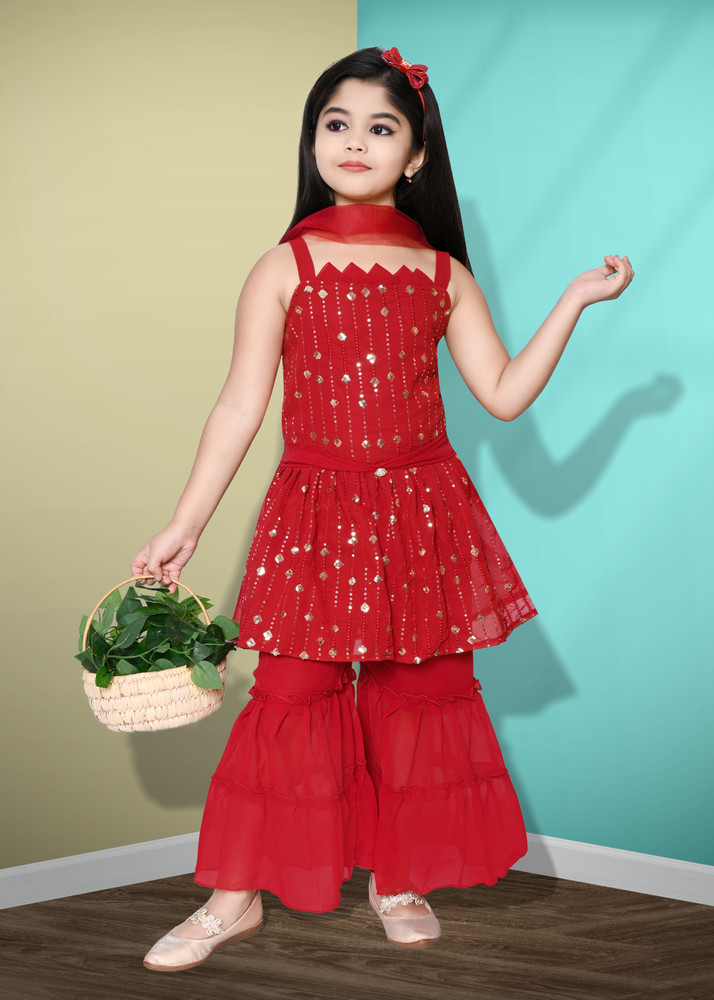 ASonamoni Dresses Girls Festive Party Angarkha and Sharara Set