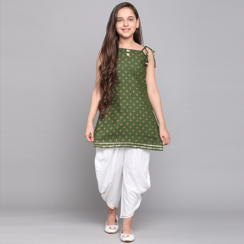 Curly Tales Girls Festive Party Wedding Kurta and Dhoti Pant
