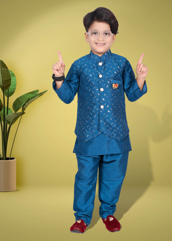 Hasibul Fashion Boys Festive Party Kurta Waistcoat and Pyjama Set