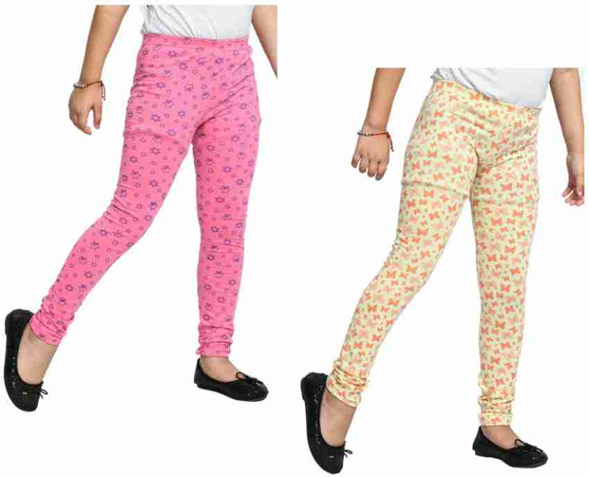 F n Me Girls Multicolor Solid Cotton Leggings 9-10 Years (Pack Of 5)