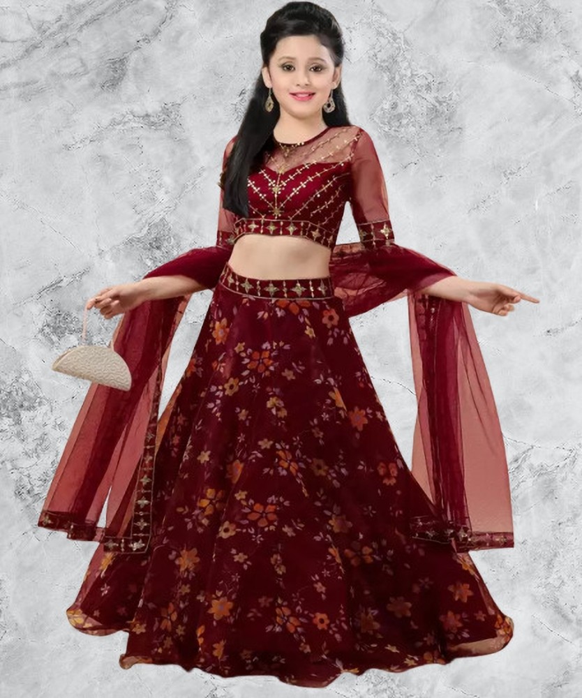 RHET FASHION Girls Lehenga Choli Ethnic Wear Printed Lehenga Choli