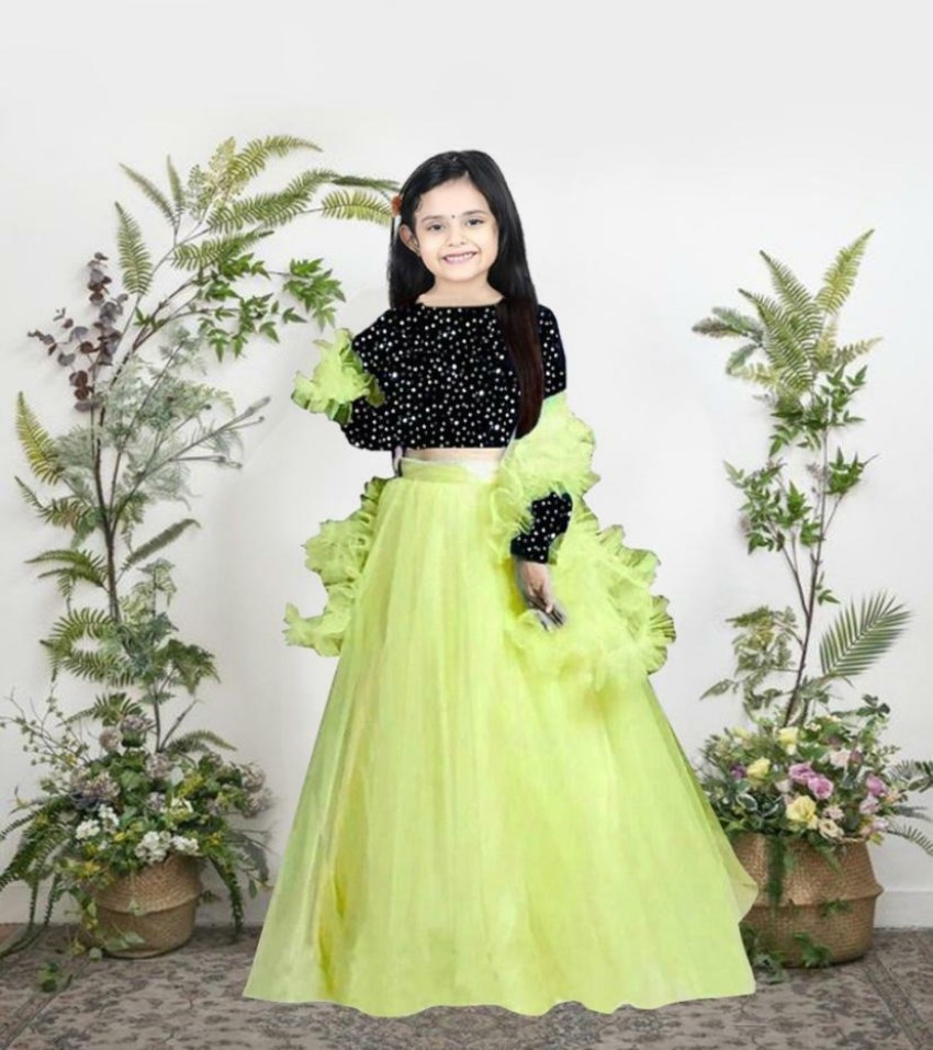 Buy The Fashion Prime Girl's Velvet Semi-Stitched girl's Designer Lehenga  Choli for Wedding Parties 3-14 Year Girls Hema Design at Amazon.in