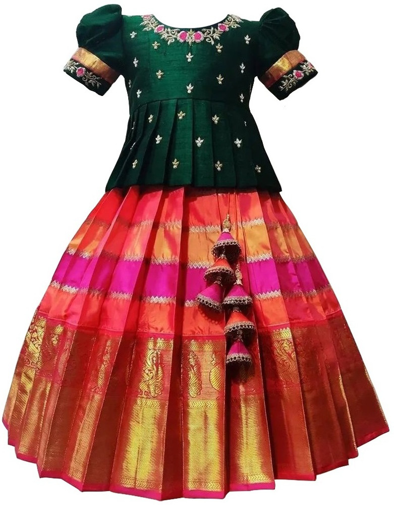 White Button Girls Lehenga Choli Ethnic Wear Self Design Lehenga Choli