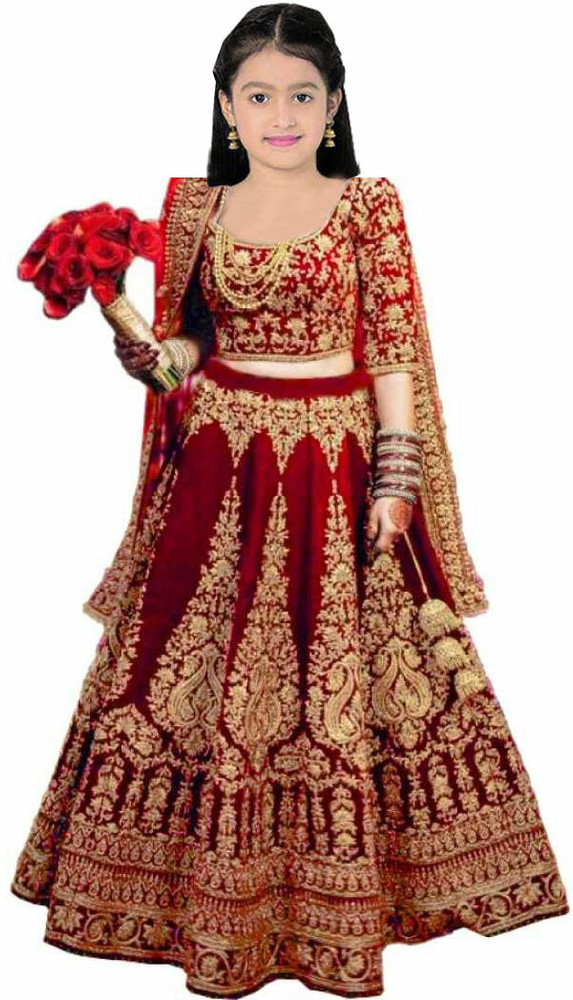LADY SHOPI Girls Lehenga Choli Ethnic Wear Embroidered Lehenga