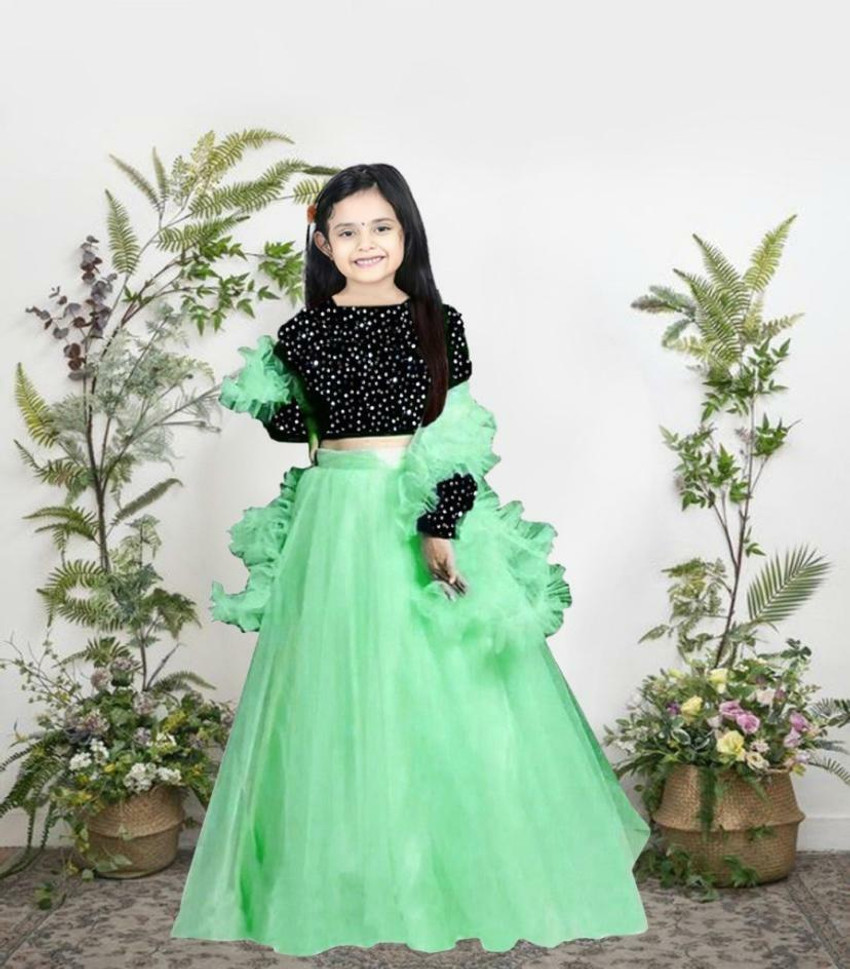 Light Pista Green Georgette Kids/Girls Lehenga Choli – Mehak Boutique