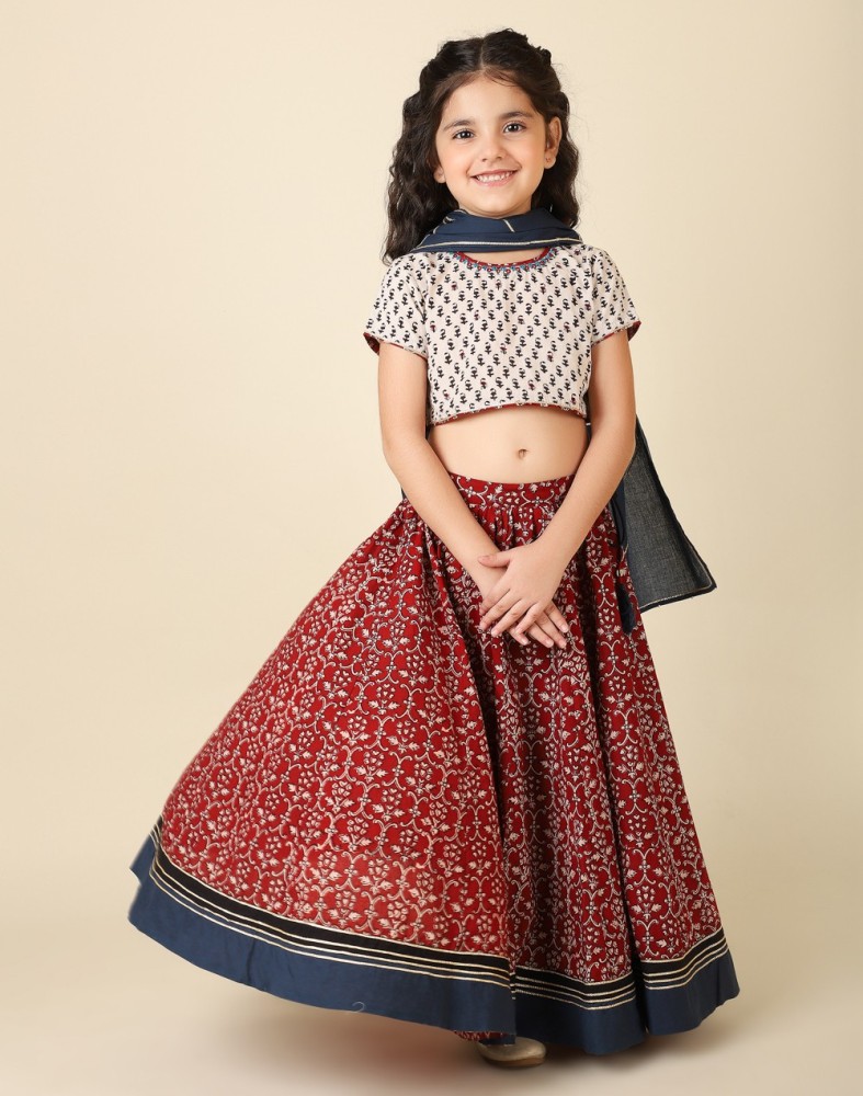 Fabindia Indi Girls Lehenga Choli Western Wear Printed Lehenga Choli and Dupatta Set Price in India Buy Fabindia Indi Girls Lehenga Choli Western Wear Printed Lehenga Choli and Dupatta Set online