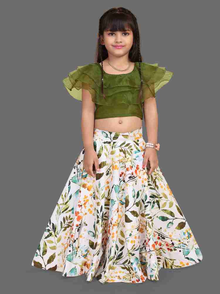 Nirmaan Indi Girls Lehenga Choli Western Wear Printed Lehenga Crop Top Price in India Buy Nirmaan Indi Girls Lehenga Choli Western Wear Printed Lehenga Crop Top online at Flipkart