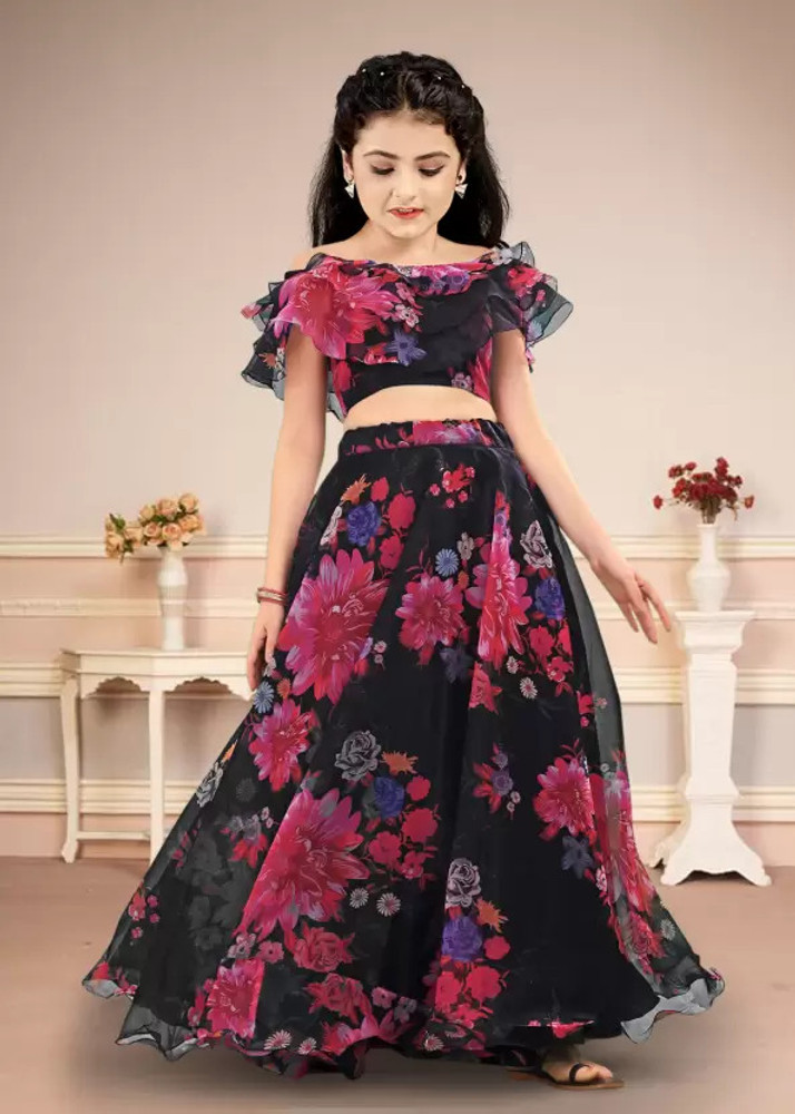 rihaan fashion Indi Baby Girls Lehenga Choli Ethnic Wear Party Wear Western Wear Floral Print Lehenga Crop Top Price in India Buy rihaan fashion Indi Baby Girls Lehenga Choli Ethnic