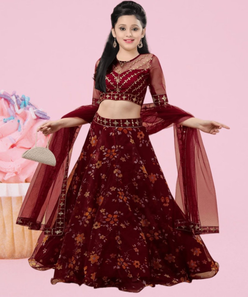 Printed on sale lehenga flipkart