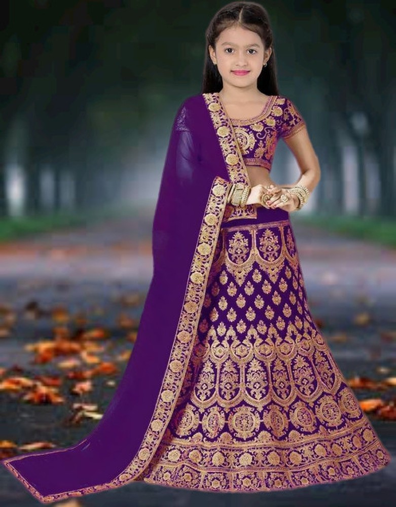 DIZVU Girls Lehenga Choli Ethnic Wear Embroidered Lehenga Choli