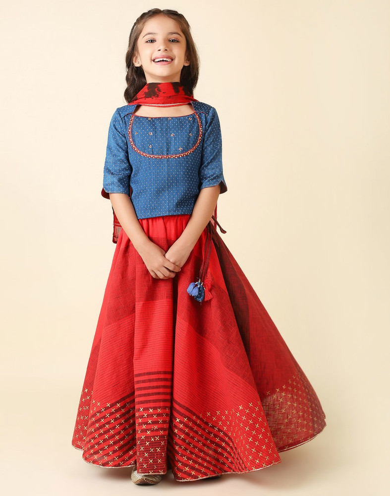 Fabindia Indi Girls Lehenga Choli Western Wear Printed Lehenga