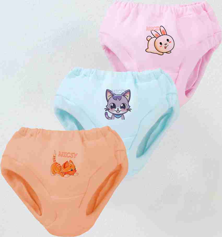 NICSY Soft 100% Cotton Baby Boys and Baby Girls  Panty/Underwear/Briefs-Multicolor Cartoon Panties (18 Months-24 Months, 3  -Green/Orange/Pink)