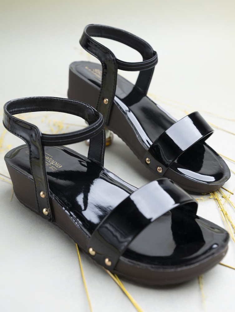 DO BHAI Women Black Wedges