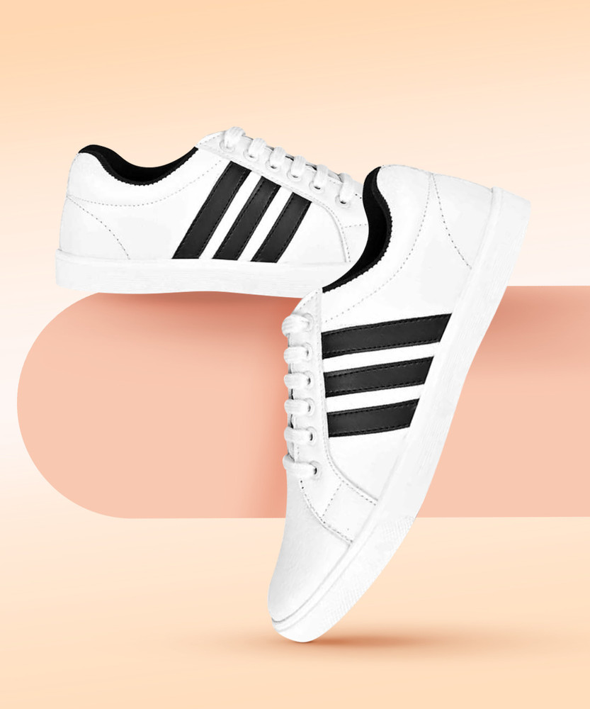Adidas white shoes with black stripes on one side hotsell