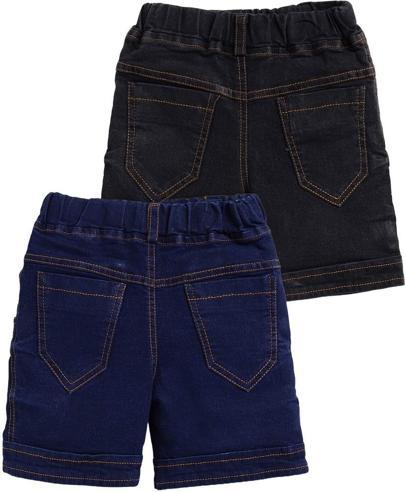WOLF KING Short For Boys Party Self Design Denim