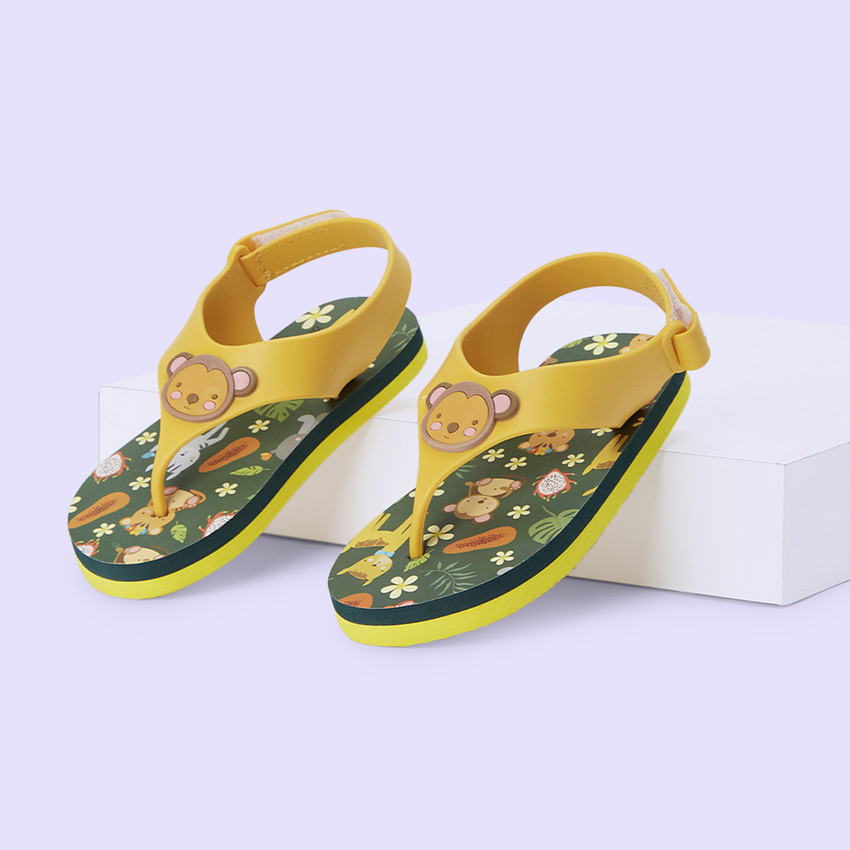 Kids yellow box flip flops cheap