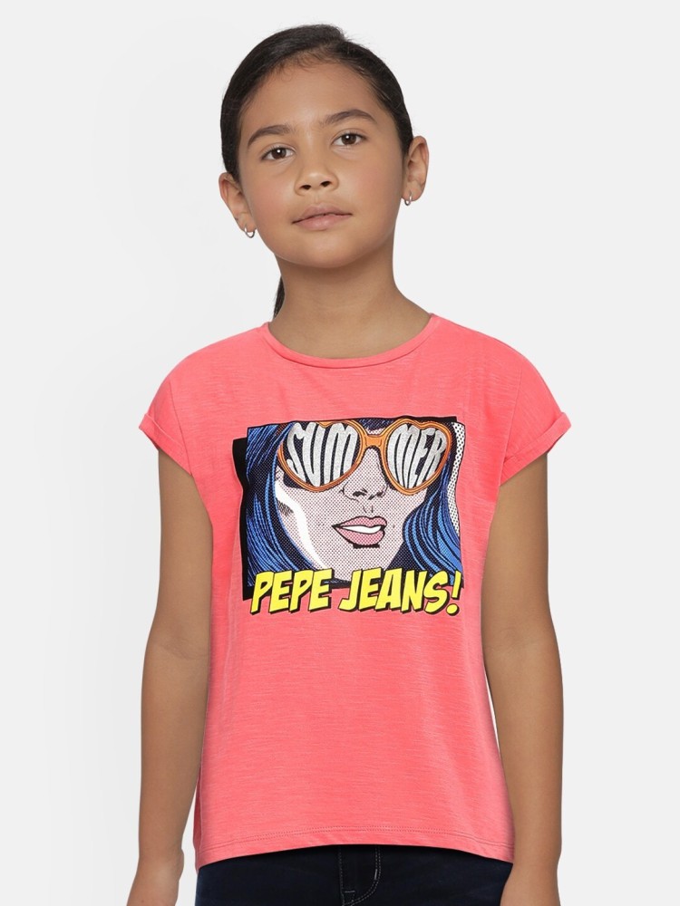 Pepe Jeans Girls Printed Pure Cotton T Shirt