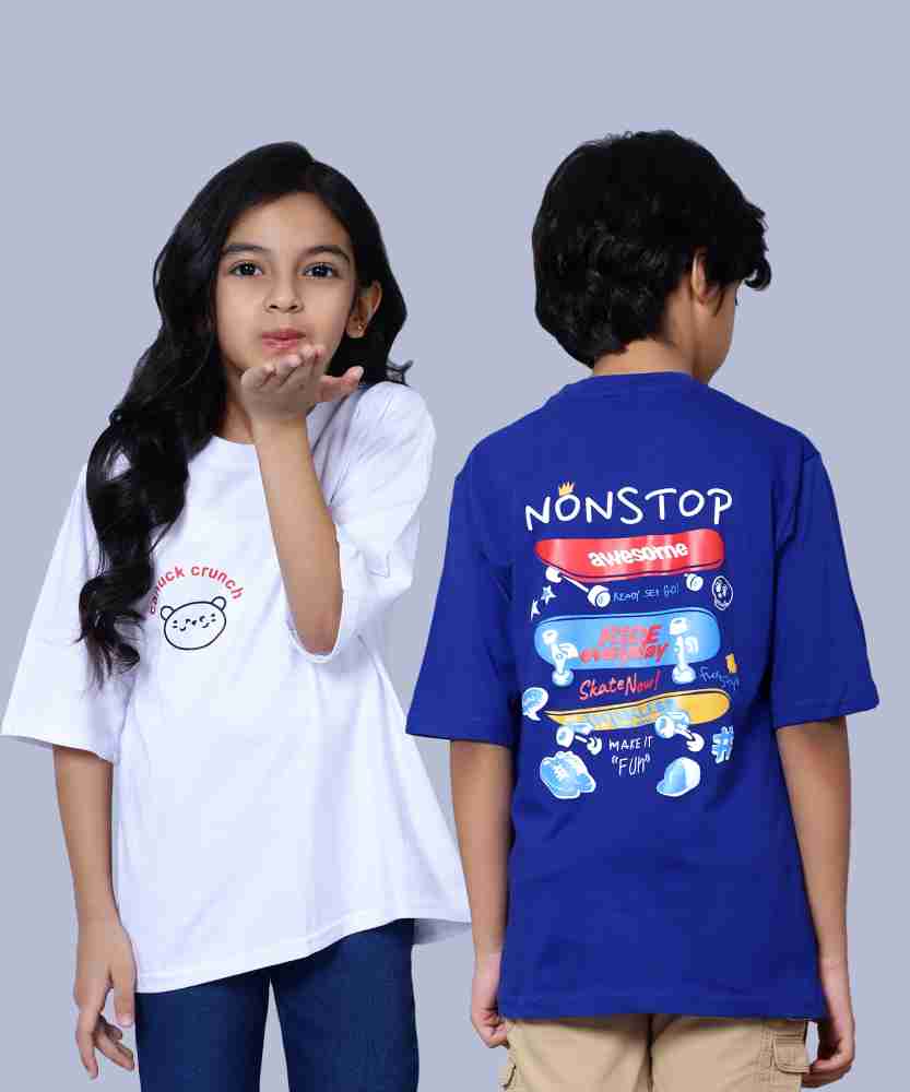 Flipkart.com | NICK AND JONES Boys & Girls Printed Pure Cotton T Shirt -  Round Neck