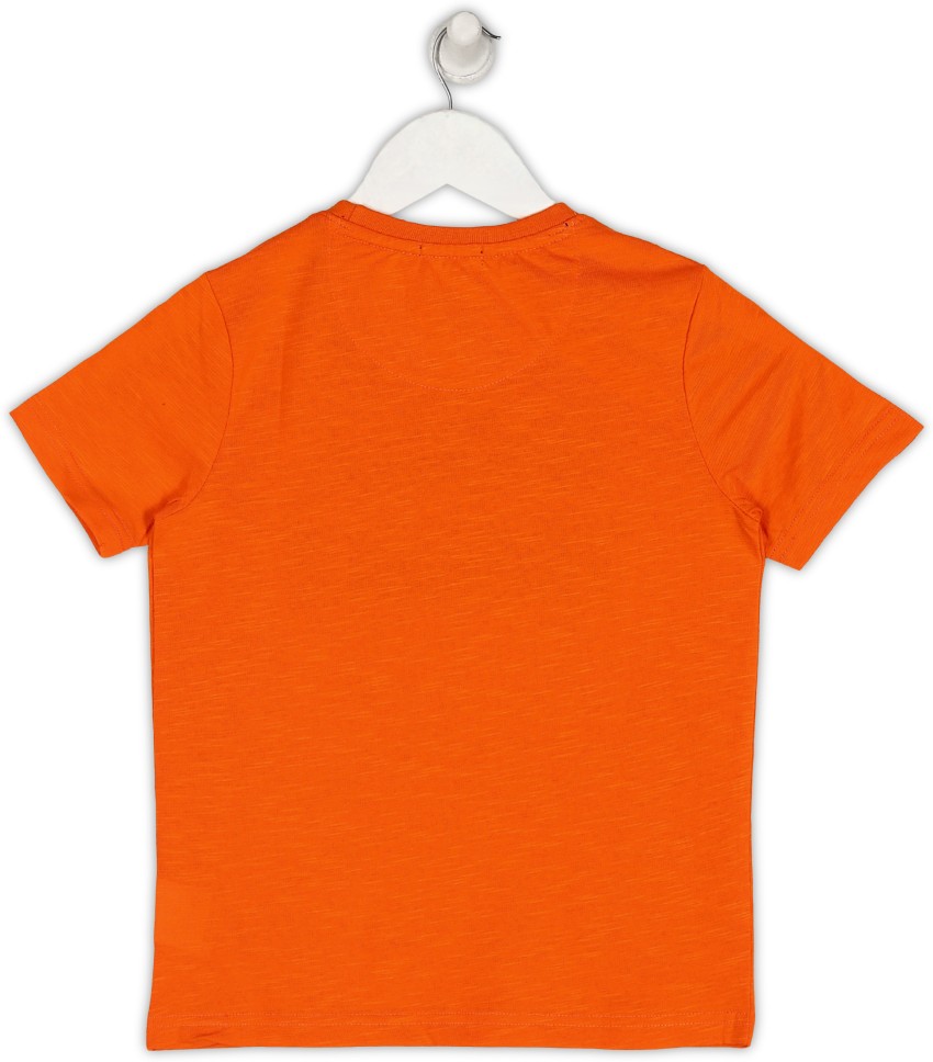 Buy INDIAN TERRAIN Orange Graphic Print Cotton Crew Neck Men's