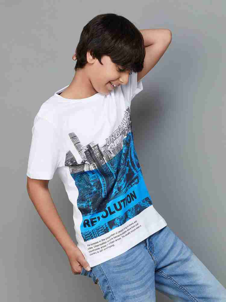 FAME FOREVER Boys Printed Cotton Blend T Shirt - Round Neck