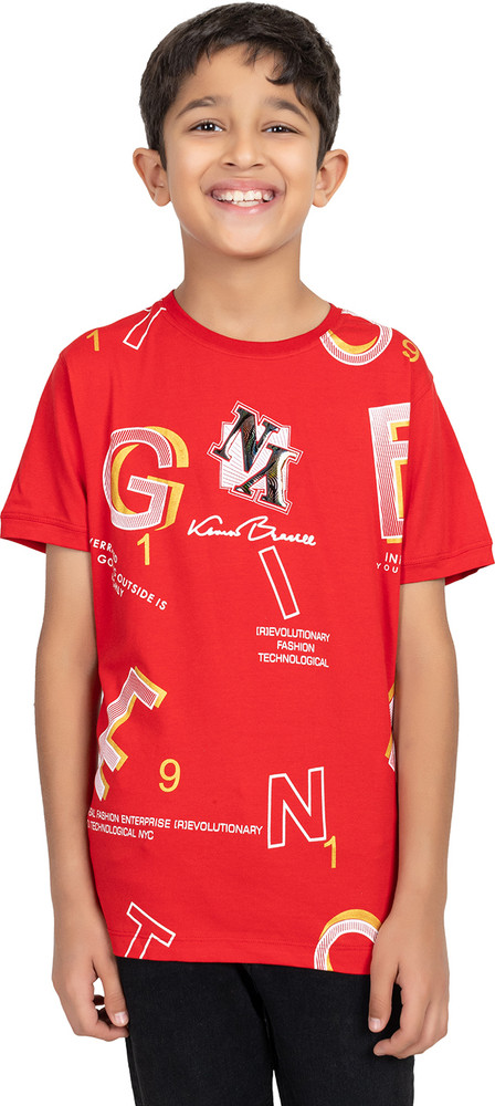 Flipkart SBICORAL Boys Printed Elastane T Shirt Round Neck