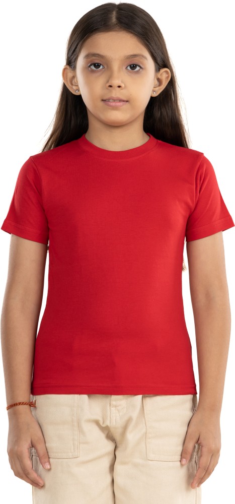 Girls solid shop red shirt