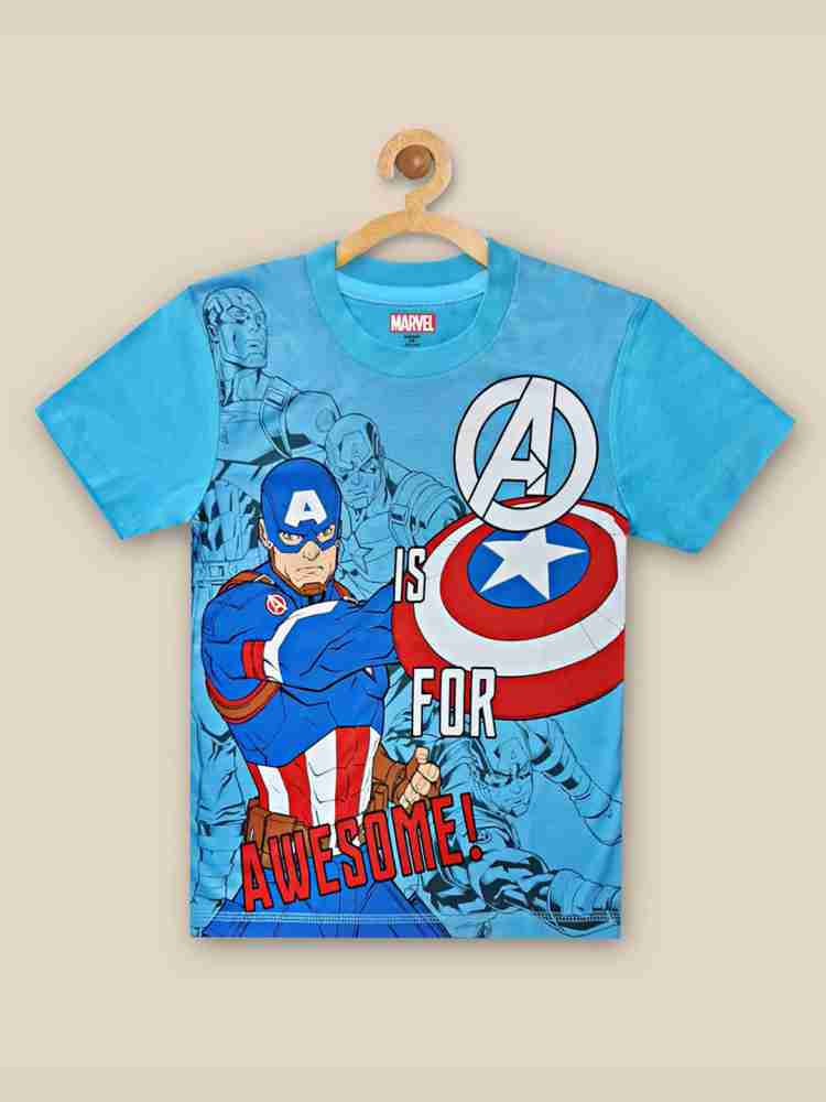 Flipkart Captain America Boys Typography Pure Cotton Regular T Shirt Round Neck