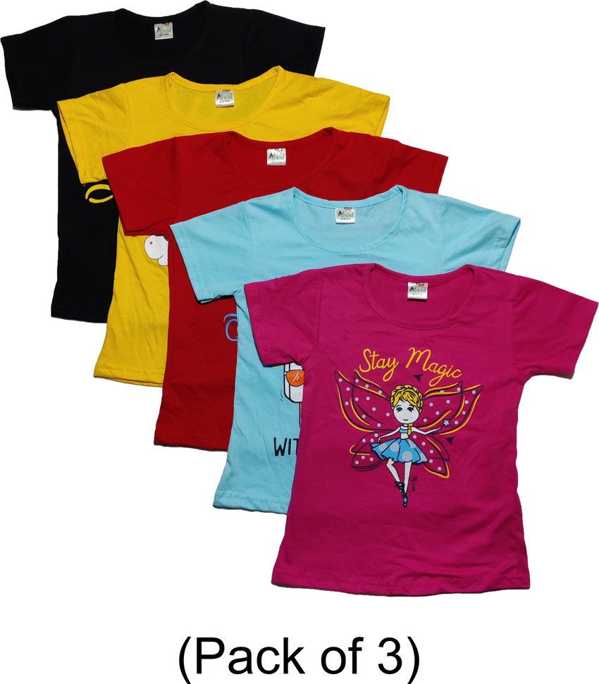 Flipkart.com | ARKID Baby Girls Printed Pure Cotton Regular T Shirt - Round  Neck