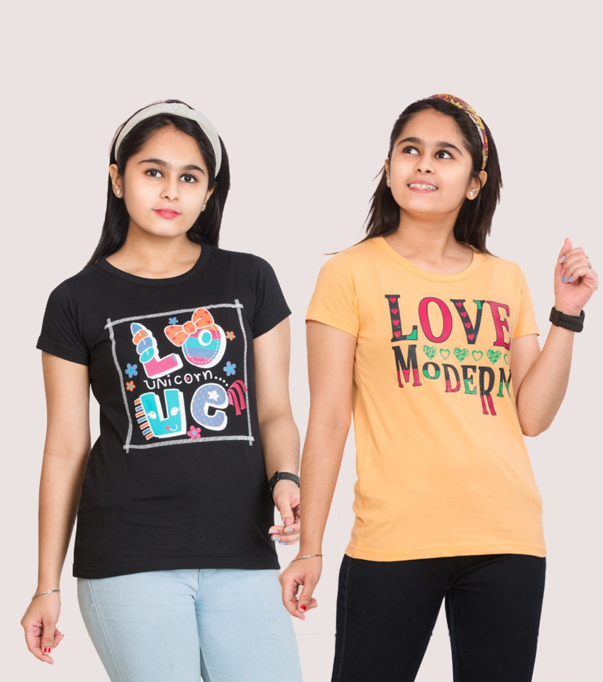 Flipkart Te Purple Girls Printed Pure Cotton Regular T Shirt Round Neck