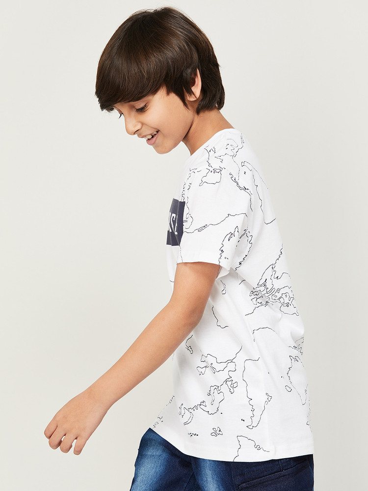 FAME FOREVER Boys Printed Cotton Blend T Shirt - Round Neck