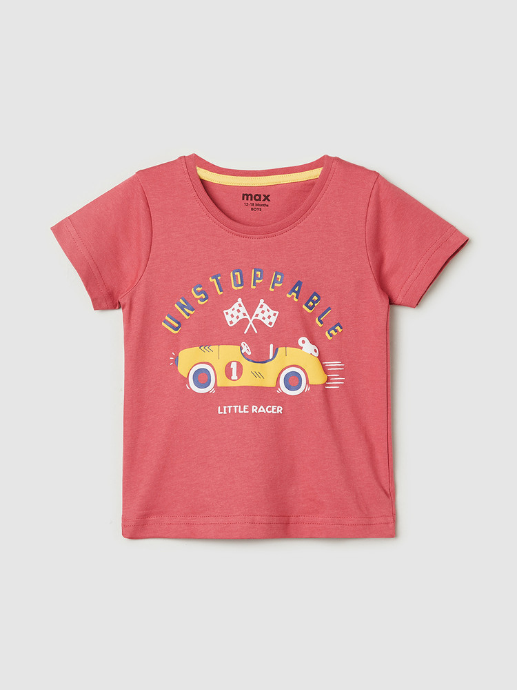Flipkart MAX Baby Boys Typography Printed Pure Cotton Regular T Shirt Round Neck