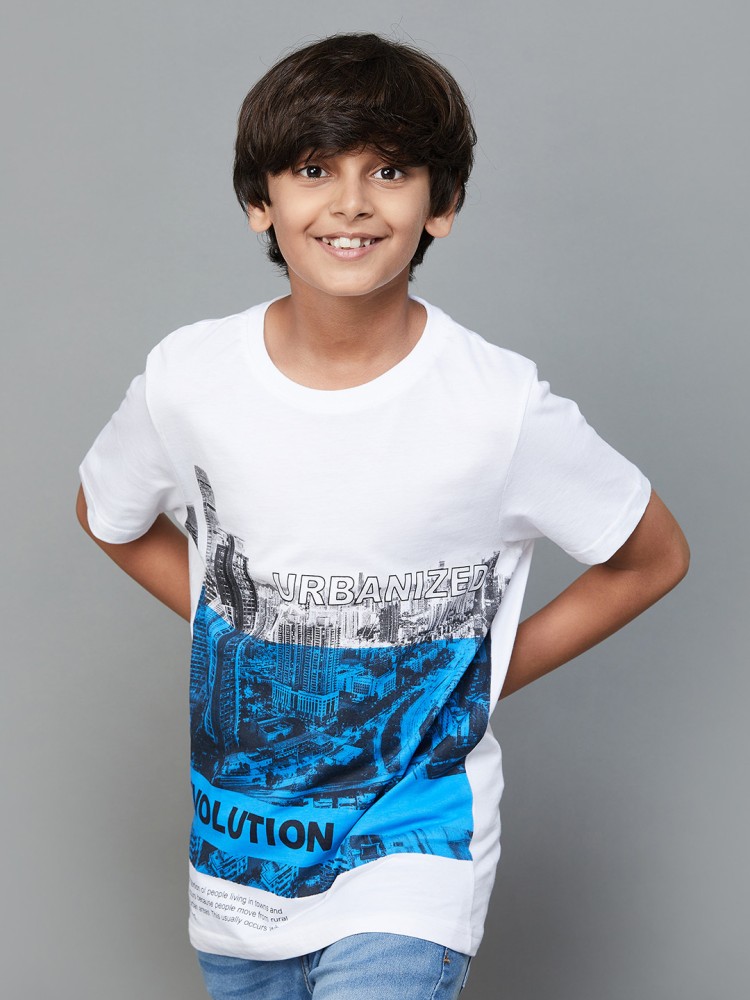 FAME FOREVER Boys Printed Cotton Blend T Shirt - Round Neck