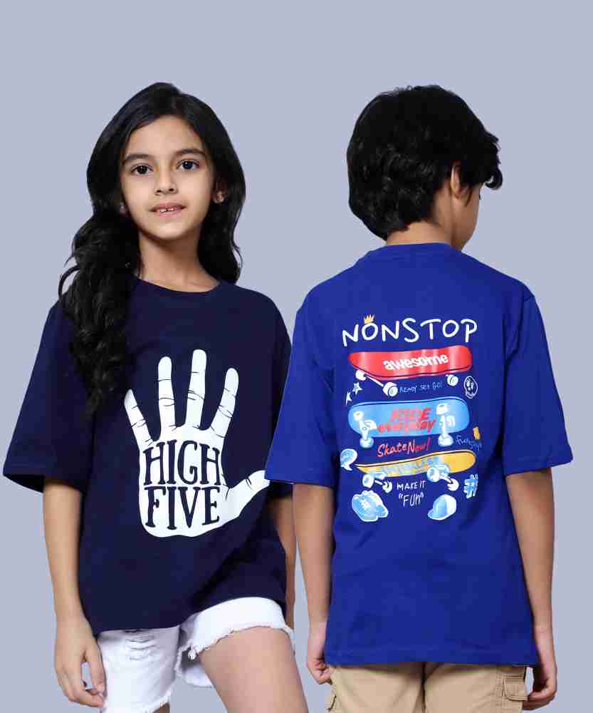 Flipkart.com | NICK AND JONES Boys & Girls Typography, Printed Pure Cotton  T Shirt - Round Neck