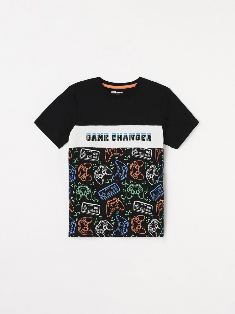FAME FOREVER Boys Printed Cotton Blend T Shirt - Round Neck