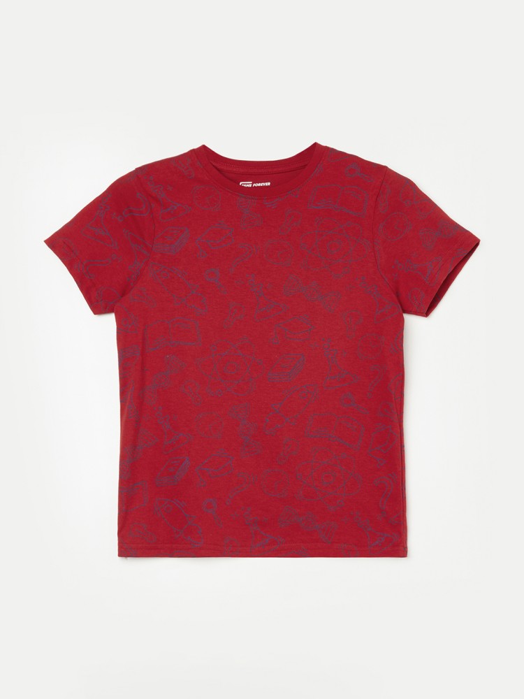 FAME FOREVER Boys Printed Cotton Blend T Shirt - Round Neck