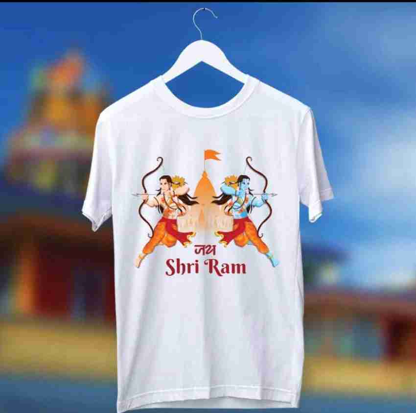 Flipkart shri ram kids tshirt Boys Girls Typography Printed Polyester Regular T Shirt Round Neck